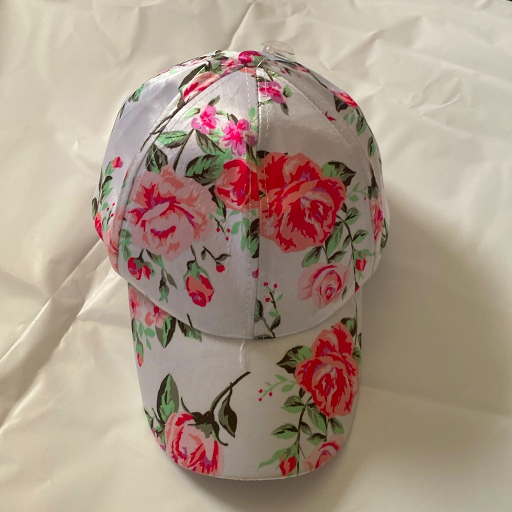 Pretty Rose Flowered Adjustable Hat New